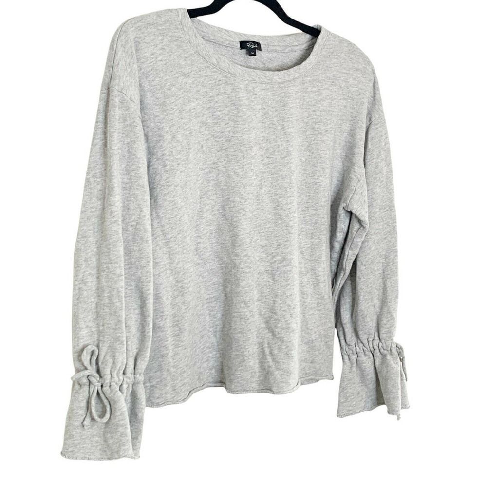 Rails Grey Heather Ruffle Tie Sleeve Crew Neck Marilyn Top Size Medium - Picture 2 of 8